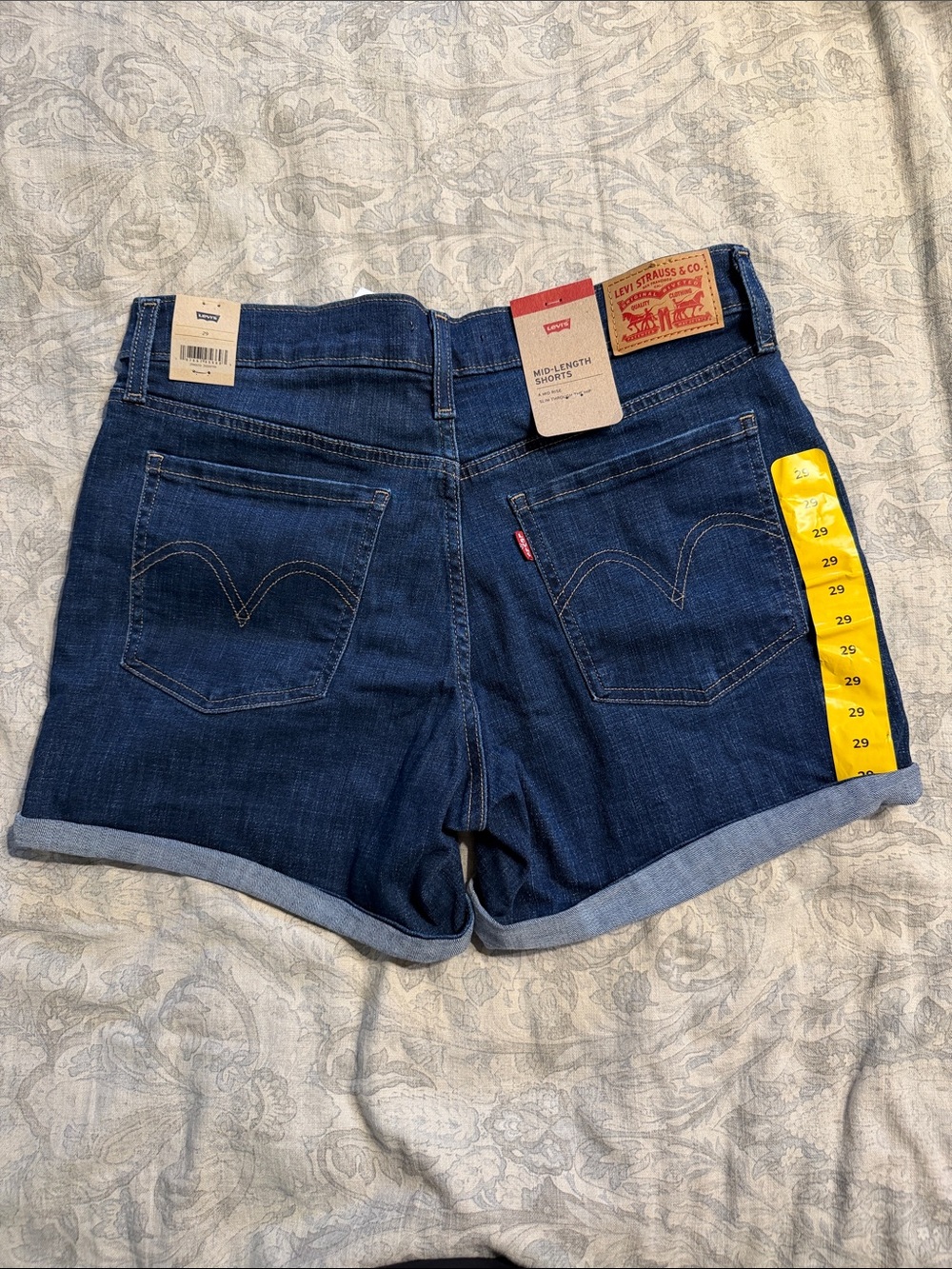 Levi's Dark Blue Rolled Hem Jean Shorts - Picture 2 of 4